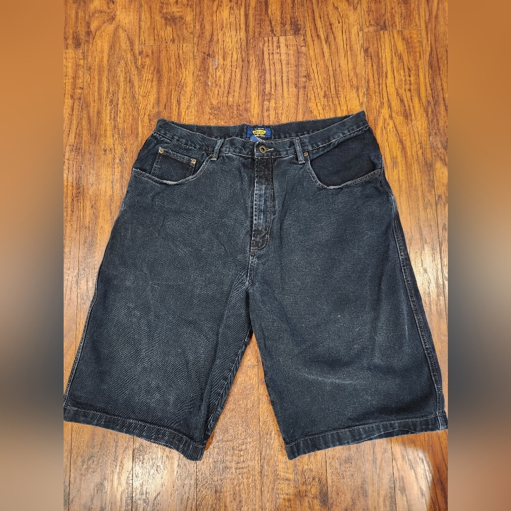 VTG UTILITY Brand Mens 38 -Dark blue dyed Jean Shorts-Y2K 90s Skater Style Denim